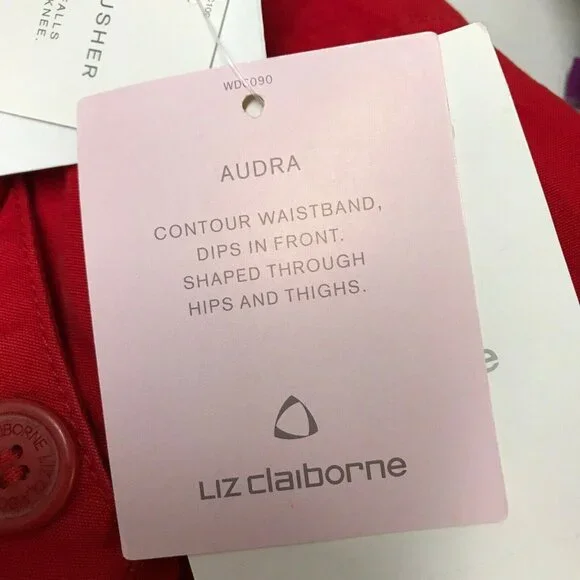 NWT Liz Claiborne Womens Audra Red Wide Leg Cropped Pants Size 12 - Picture 6 of 12